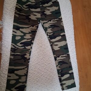 Army Camouflage Print High Waisted Stretch Pants Size L/XL Women
